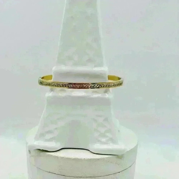 Golden Inlaid Zircon Rhinestones Bangle - Picture 4 of 8